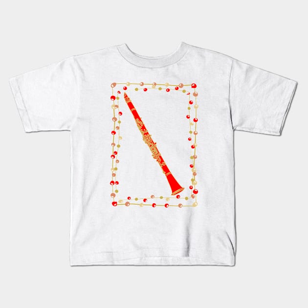 Christmas Clarinet Kids T-Shirt by AngelFlame